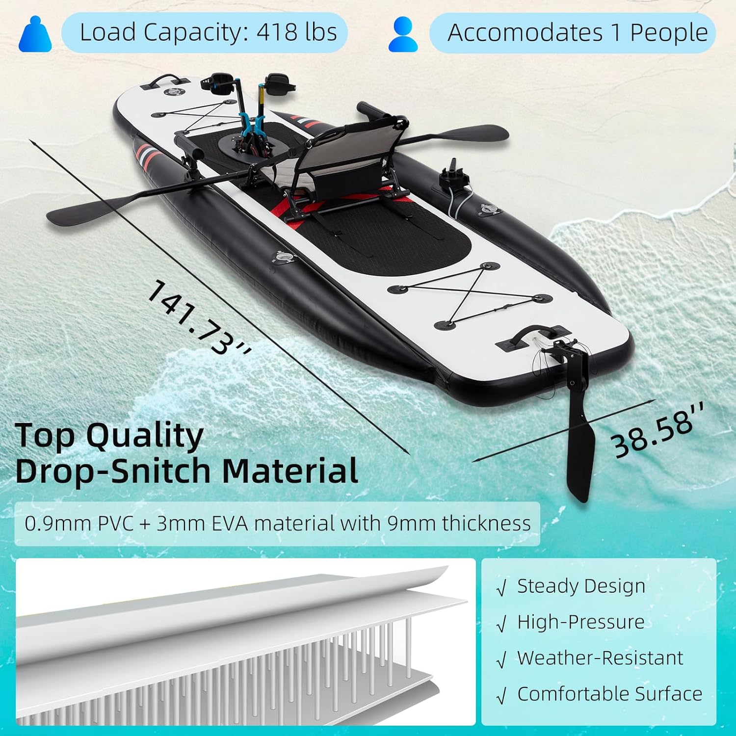 12ft Premium PVC Inflatable Fi - Fishing Kayak Seat avis et prix