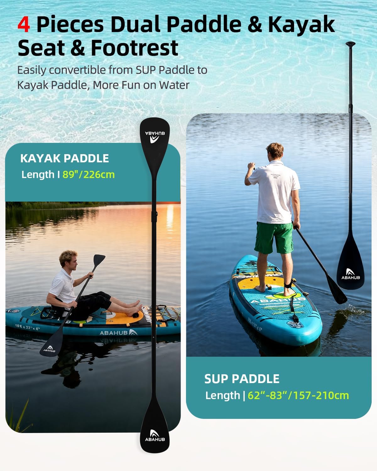 Wide 10.6ft x 31/34in Inflatab - Fishing Kayak Paddle avis et prix