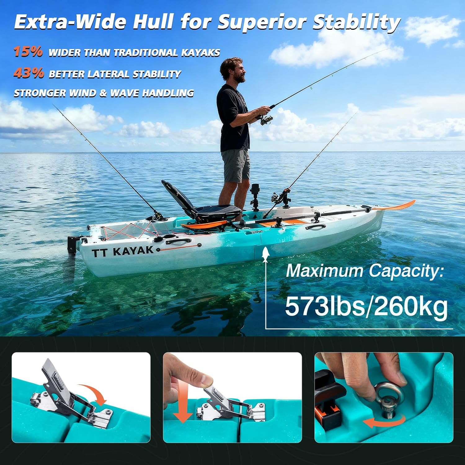 Modular Fishing Kayak with Car - Fishing Kayak Cart avis et prix
